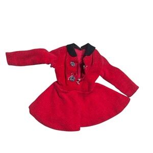 Vintage 1970s Barbie Doll Red Black Trim Peacoat Jacket Coat